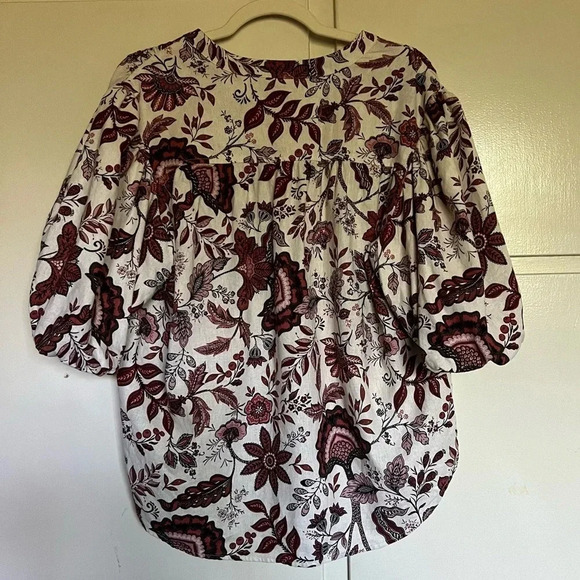 Joie Linen Blend Floral Print Button Blouse Top Size Large - Picture 5 of 10